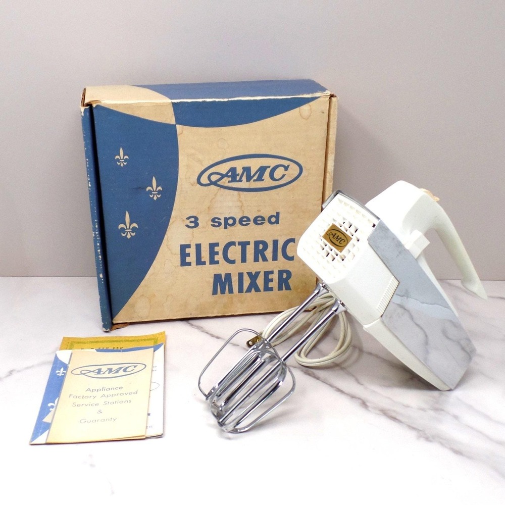 Vintage AMC Handheld Electric Mixer (596-INO) Original Box and Documents (1964)